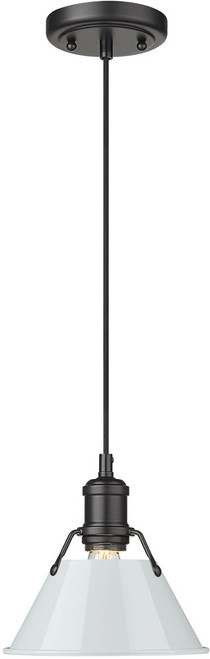 Golden Lighting 3306-S BLK-DB Orwell Matte Black / Dusky Blue 7.5" Mini Ceiling Pendant Light