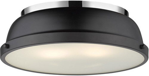 Golden Lighting 3602-14 CH-BLK Duncan Chrome Ceiling Light