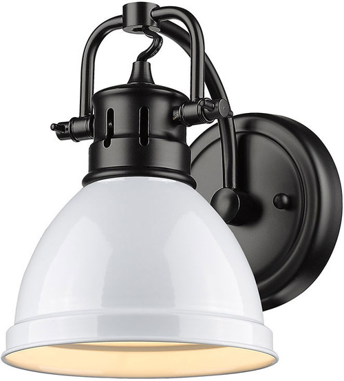 Golden Lighting 3602-BA1 BLK-WH Duncan Matte Black Lamp Sconce
