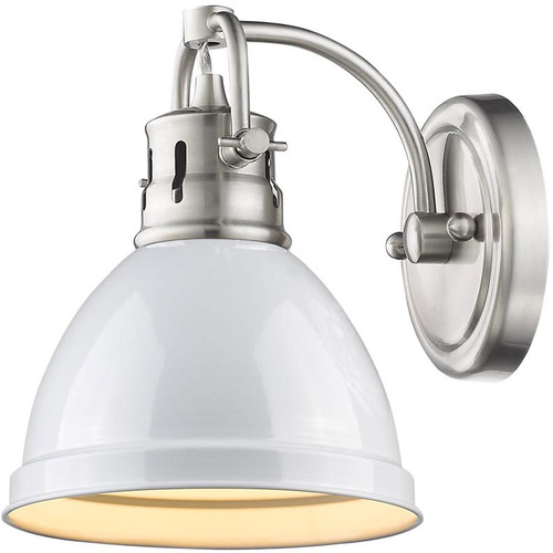 Golden Lighting 3602-BA1-PW-WH Duncan Contemporary Pewter Wall Light Fixture