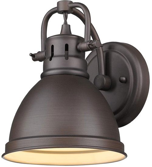 Golden Lighting 3602-BA1-RBZ-RBZ Duncan Modern Rubbed Bronze Lighting Wall Sconce