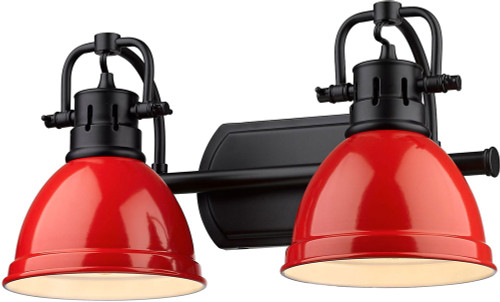 Golden Lighting 3602-BA2 BLK-RD Duncan Modern Matte Black 2-Light Bath Wall Sconce