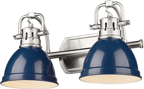 Golden Lighting 3602-BA2 PW-NVY Duncan Contemporary Pewter 2-Light Bath Lighting Sconce