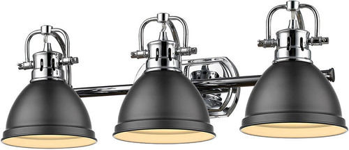 Golden Lighting 3602-BA3 CH-BLK Duncan Chrome 3-Light Bath Lighting