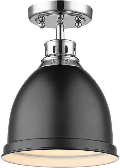 Golden Lighting 3602-FM CH-BLK Duncan Chrome Spot Ceiling Light