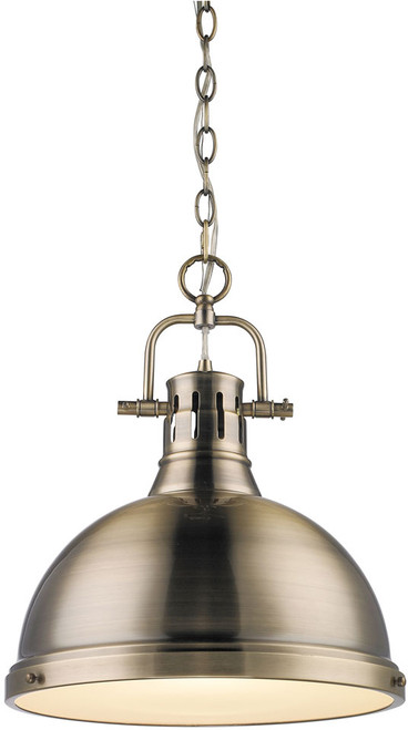 Golden Lighting 3602-L-AB-AB Duncan Modern Aged Brass Hanging Light