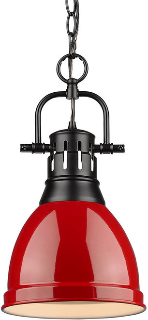 Golden Lighting 3602-S BLK-RD Duncan Matte Black 9" Mini Hanging Pendant Lighting
