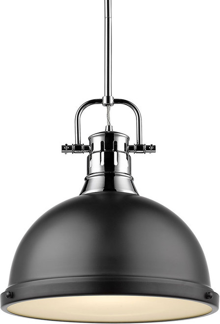 Golden Lighting 3604-L CH-BLK Duncan Chrome Drop Ceiling Lighting