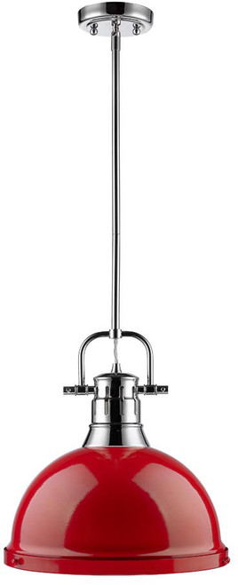 Golden Lighting 3604-L-CH-RD Duncan Modern Chrome Pendant Light