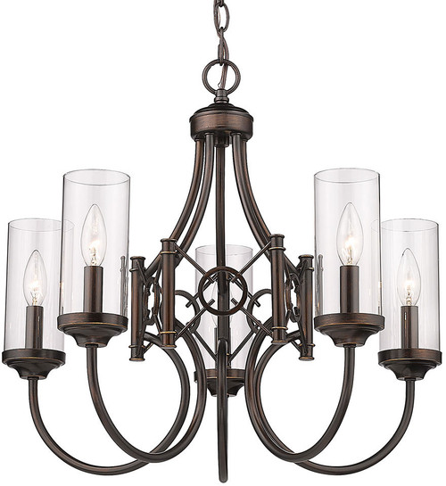 Golden Lighting 3718-5 CDB-CLR Quincy Cordoban Bronze Mini Chandelier Lighting