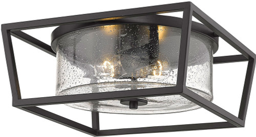 Golden Lighting 4309-FM-BLK-BLK-SD Mercer Contemporary Matte Black Flush Ceiling Light Fixture