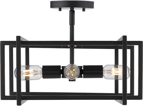 Golden Lighting 6070-SF-BLK-BLK Tribeca Contemporary Black Home Ceiling Lighting