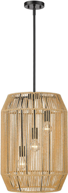Golden Lighting 6076-3P BLK-NR Marlee Contemporary Matte Black Hanging Pendant Lighting