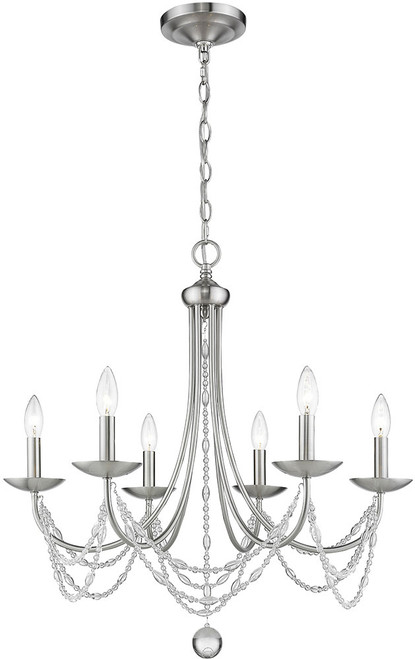 Golden Lighting 7644-6-PW Mirabella Pewter Hanging Chandelier