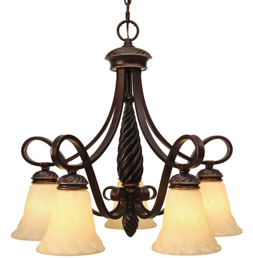Golden Lighting 8106-D5-CDB Torbellino Cordoban Bronze Mini Chandelier Light