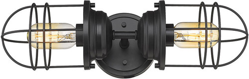 Golden Lighting 9808-2W BLK Seaport Matte Black 2-Light Bathroom Light