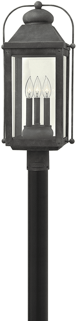 Hinkley 1851DZ-LL Anchorage Modern Aged Zinc LED Exterior Post Lighting Fixture