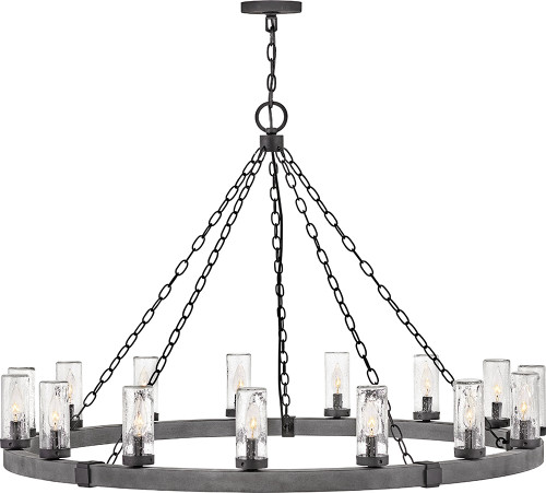Hinkley 29209DZ Sawyer Country Aged Zinc Outdoor 46" Hanging Chandelier