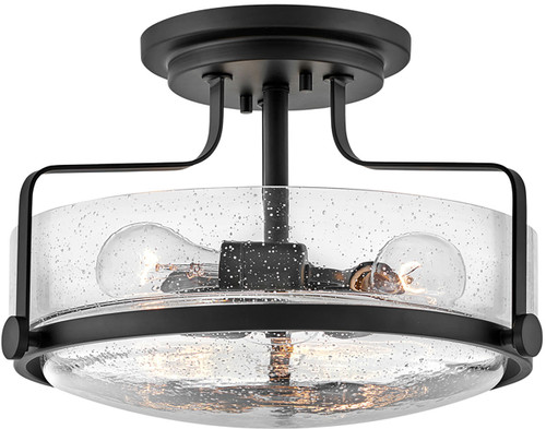 Hinkley 3641BK-CS Harper Contemporary Black 14.5" Flush Lighting