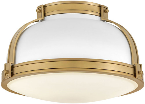 Hinkley 46351MW-LCB Barton Modern Matte White / Lacquered Brass LED Ceiling Light