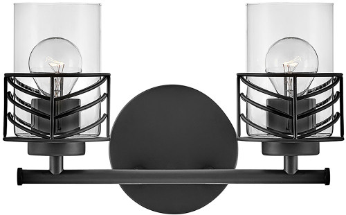 Hinkley 50262BK Della Modern Black 2-Light Bathroom Sconce Lighting