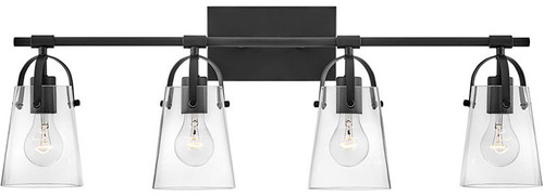 Hinkley 5134BK Foster Modern Black LED 4-Light Bathroom Lighting Fixture
