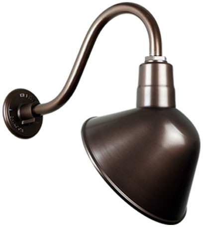 Hi-Lite Manufacturing H-QSN18110-SA-GOOSENECK_ Angle Retro Gooseneck Outdoor Wall Lighting