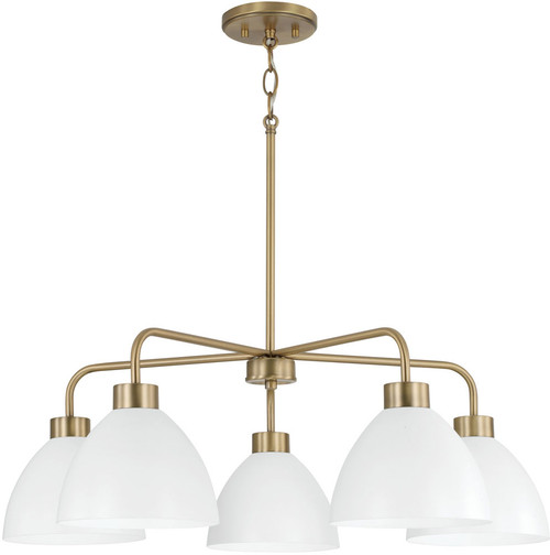 Home Place 452051AW Ross Modern Aged Brass and White Chandelier Light