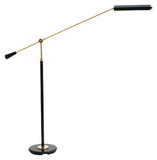 House of Troy PFLED-617 Grand Piano Black & Brass Finish LED Transitional Adjustable Piano Floor Lamp