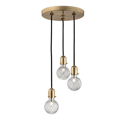 Hudson Valley 1103-AGB Marlow Modern Aged Brass Xenon Multi Hanging Pendant Lighting