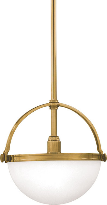 Hudson Valley 3312-AGB Stratford Retro Aged Brass Drop Ceiling Light Fixture