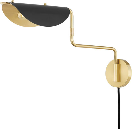 Hudson Valley 5213-AGB/SBK Suffield Contemporary Aged Brass/Soft Black Swing Arm Wall Lamp