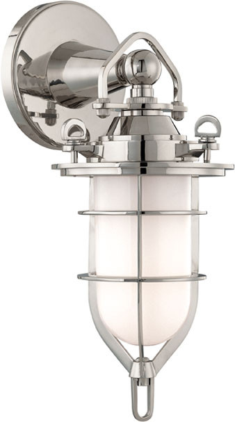 Hudson Valley 6501-PN New Canaan Nautical Polished Nickel Indoor / Outdoor Wall Light Sconce
