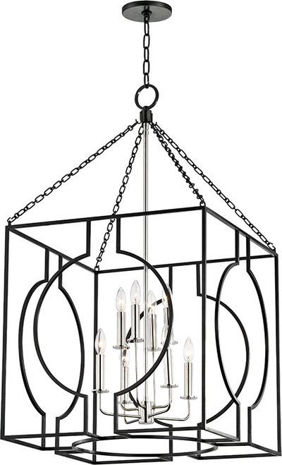 Hudson Valley 9224-AIPN Octavio Modern Aged Iron / Polished Nickel Combo 24" Foyer Lighting Fixture