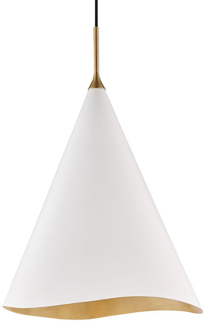 Hudson Valley 9618-GL-WHT Martini Modern Gold Leaf / White 18" Drop Ceiling Light Fixture