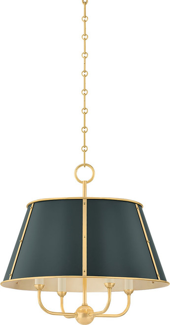 Hudson Valley MDS120-AGB/SSG Cambridge Contemporary Aged Brass / Soft Studio Green 20" Drum Hanging Pendant Lighting