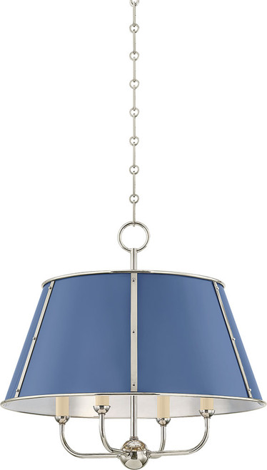 Hudson Valley MDS120-PN/FBL Cambridge Modern Polished Nickel / Soft French Blue 20" Drum Hanging Light Fixture