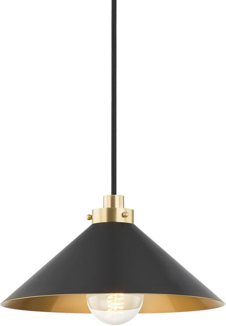 Hudson Valley MDS1401-AGB/DB Clivedon Contemporary Aged Brass 12" Pendant Hanging Light
