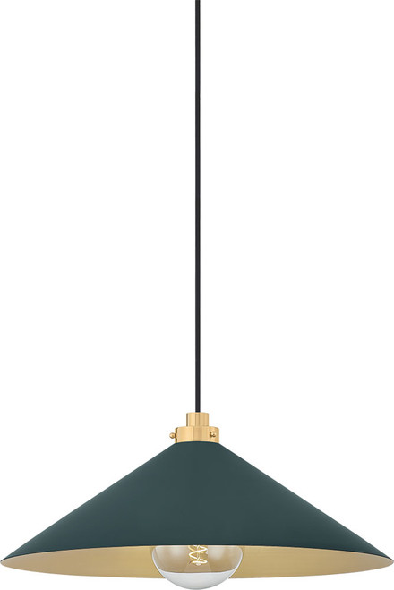 Hudson Valley MDS1402-AGB/SSG Clivedon Contemporary Aged Brass / Soft Studio Green 20" Ceiling Light Pendant