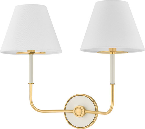 Hudson Valley MDS2201-AGB/OW Wedgewood Modern Aged Brass / Off-White Wall Mounted Lamp
