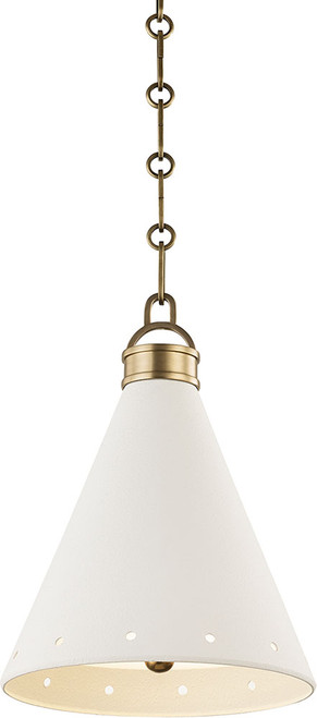 Hudson Valley MDS400-AGB-WP Plaster No.1 Modern Aged Brass / White Plaster Mini Ceiling Pendant Light