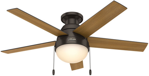 Hunter 59268 Anslee Low Profile American Walnut / Dark Walnut Fluorescent 46" Home Ceiling Fan