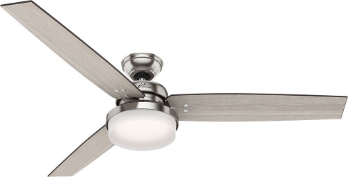 Hunter 59459 Sentinel Contemporary Brushed Nickel LED 60" Home Ceiling Fan