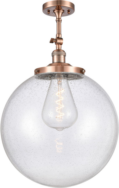 Innovations 201F-AC-G204-8 Franklin Restoration Beacon Antique Copper LED 8" Ceiling Light Fixture