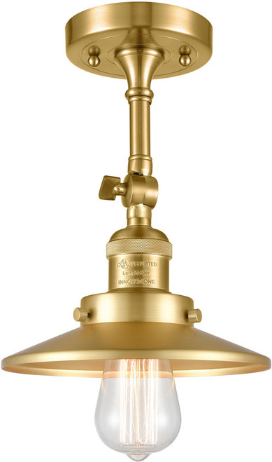 Innovations 201F-SG-M4 Franklin Restoration Railroad Satin Gold LED Flush Mount Lighting