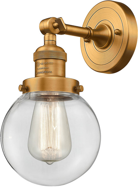 Innovations 203-BB-G202-6 Franklin Restoration Beacon Modern Brushed Brass Sconce Lighting