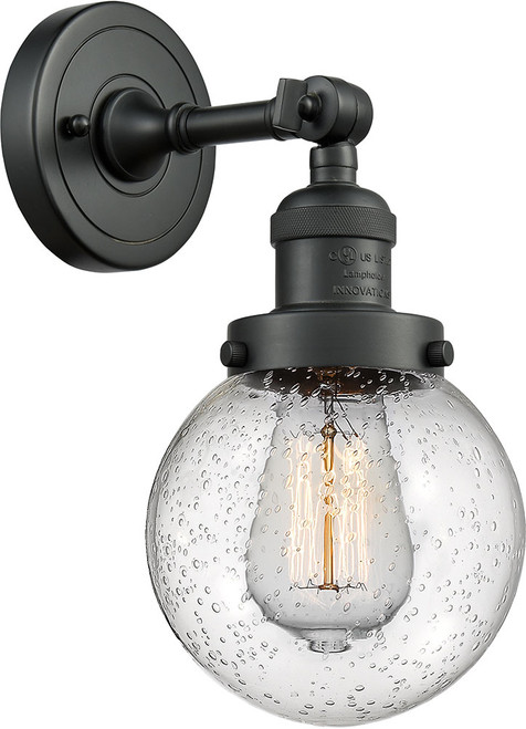 Innovations 203-BK-G204-6-LED Franklin Restoration Beacon Modern Matte Black LED Wall Mounted Lamp