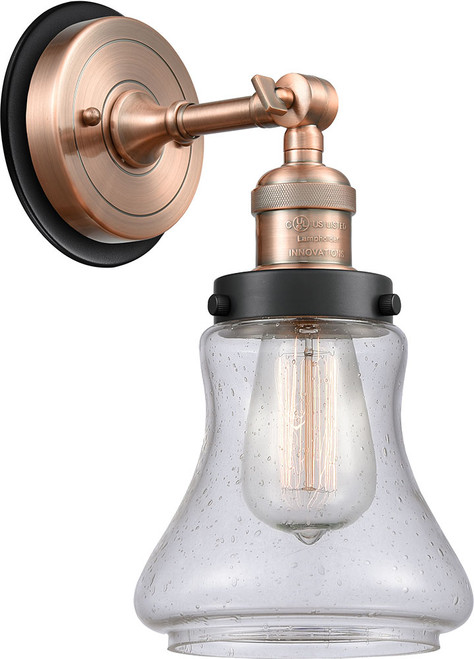 Innovations 203AC-BPBK-HRBK-G194 Franklin Restoration Bellmont Antique Copper Seedy Bellmont Light Sconce