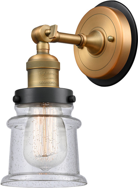 Innovations 203BB-BPBK-HRBK-G184S Franklin Restoration Canton Brushed Brass Seedy Small Canton Light Sconce