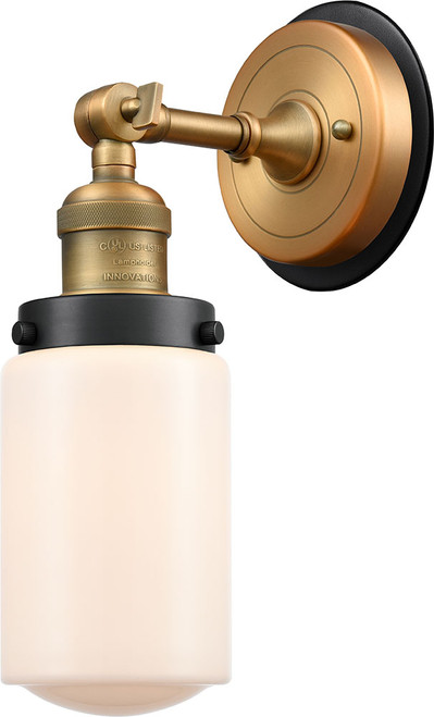 Innovations 203BB-BPBK-HRBK-G311 Franklin Restoration Dover Brushed Brass Matte White Cased Dover Lamp Sconce